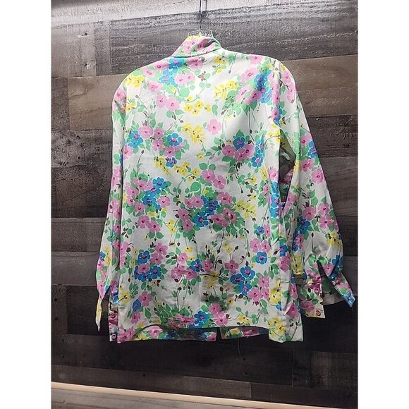 Vintage 70's JC Penny womans Bow collar Floral Blouse Office Geek Grandma Core - Picture 3 of 9